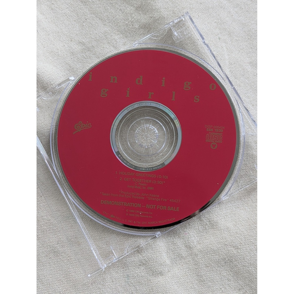 1989 Indigo Girls Holiday Greetings Get Together Promo CD Single Red Disc